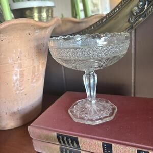 Vintage Pressed Glass Compote Dish Imperial Glass Company "Fashion" Home Decor